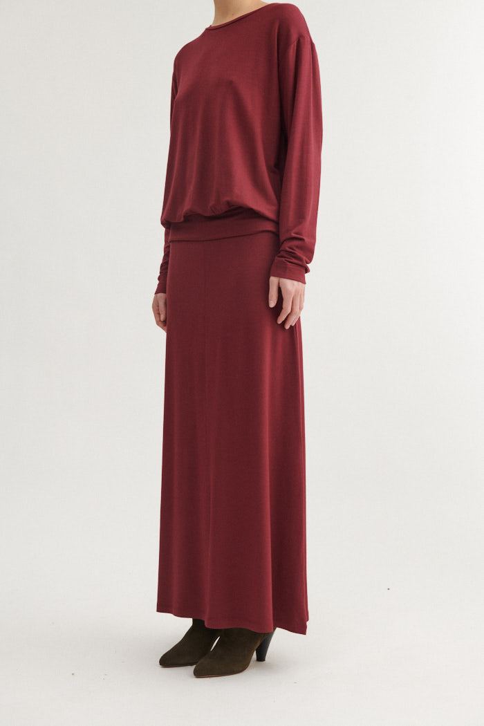 Basic Apparel Sadie Long Skirt Skirts 792 Bordeaux Truffle